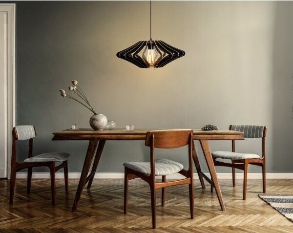 Lampadario a sospensione con filo 1xE27/60W/230V nero diametro 47 cm