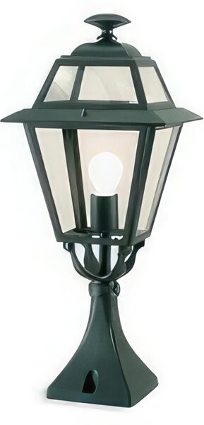 Struttura in pressofusione di alluminio ELEGANCE DA CANCELLO E27 Dimensioni 14x25,5 x h 60 cm Diffusori in vetro trasparente colore GRAFITE
