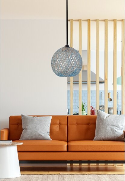 Lampadario su corda JUTE 1xE27/60W/230V blu