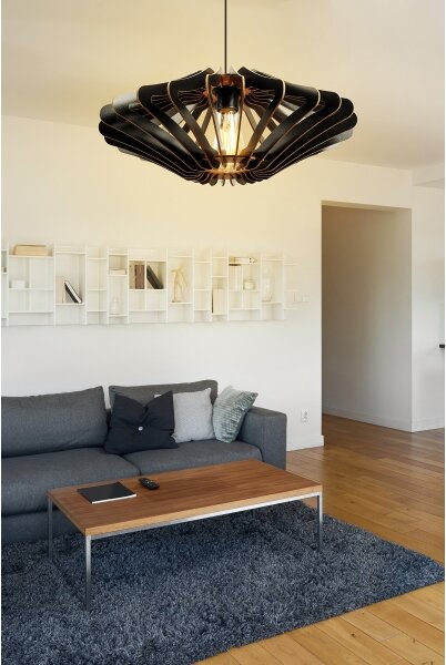 Lampadario a sospensione con filo 1xE27/60W/230V nero diametro 47 cm