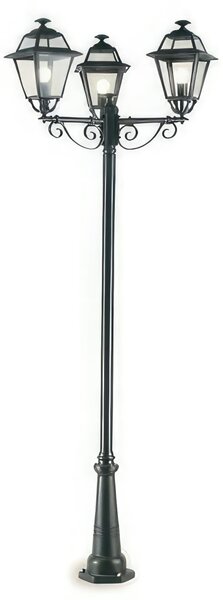 Struttura in pressofusione di alluminio ELEGANCE PALO ALTO TRE LUCI E27 Dimensioni 96x26x h 250 cm Diffusori in vetro trasparente colore GRAFITE
