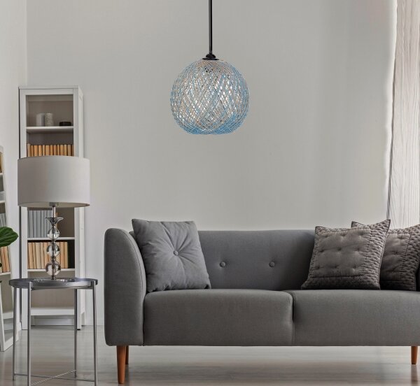 Lampadario su corda JUTE 1xE27/60W/230V blu