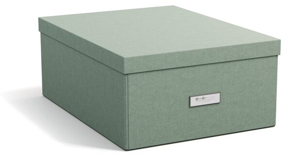 Scatola con coperchio color foglia di tè in cartone 34,5x45x18,5 cm Katrin Canvas Paper Laminate – Bigso