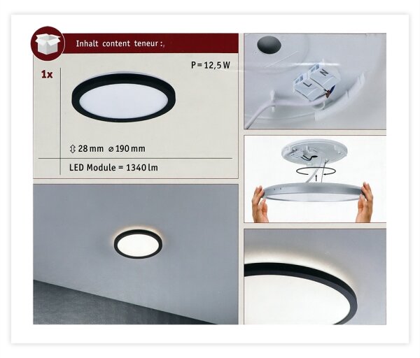 Paulmann 70997 - LED/11,2W Pannello fisso ATRIA 230V 3000K nero