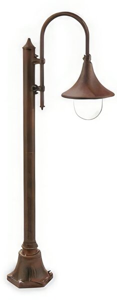 Palo in pressofusione di alluminio LAMPARA PALO E27 Dimensioni 24x44xh 135 cm Diffusore in termoplastico trasparente colore RUGGINE