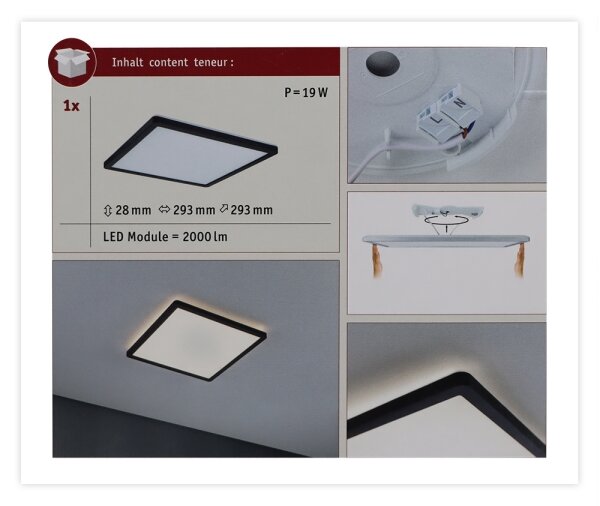 Paulmann 71001 - LED/16W Pannello fisso ATRIA 230V 3000K nero