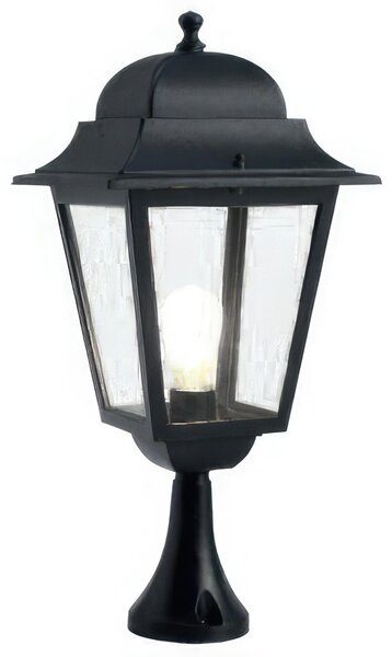 AMALFI DA CANCELLO MAXI E27 Struttura in pressofusione di alluminio 28,5x13x h 62 cm Diffusori in vetro trasparente colore NERO