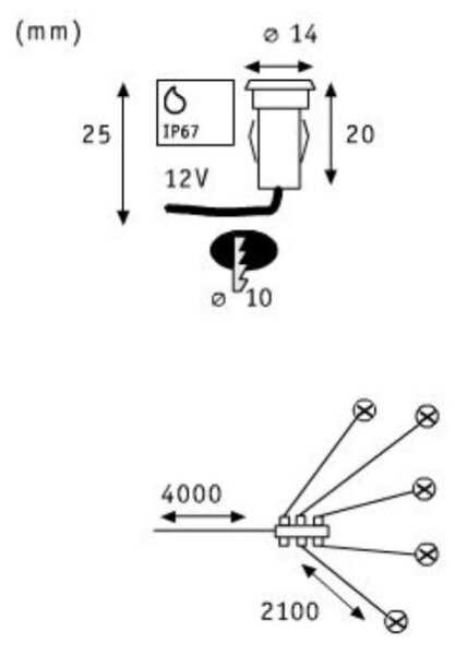 Paulmann 98892 - Estensione SET 5X LED/0,16W IP67 Luce da incasso MICRO 12V