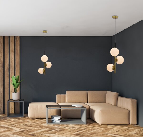 Lampadario a sospensione con filo DUO 3xE14/40W/230V oro/nero