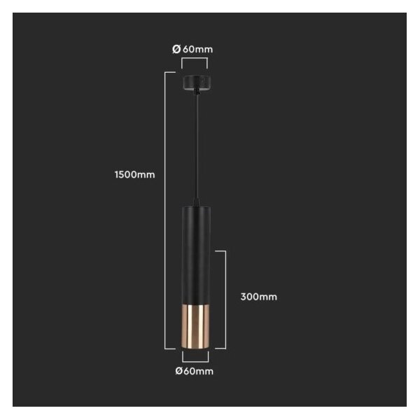 Lampadario a sospensione con supporto rigido 1xGU10/35W/230V 30 cm nero/oro