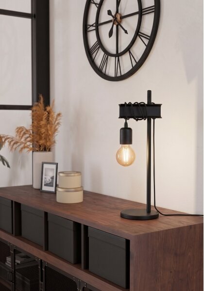 Eglo 43714 - Lampada da tavolo TOWNSHEND 1xE27/10W/230V nera