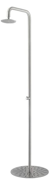 Doccia In Acciaio Inox Satinato SIMIUS Doccia Per Giardino e Piscina a Sola Acqua Fredda Realizzata In Acciaio Di Qualit� Inox 316l Dimensioni 38x h 223 cm con Miscelatore e Doccetta da esterno In Acciaio Inox 316 l