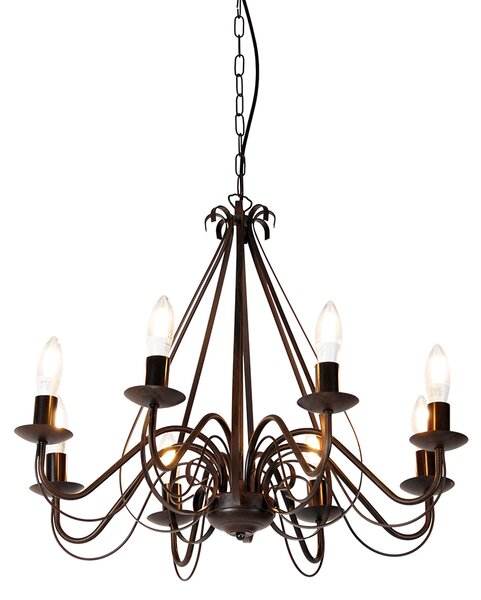Lampadario intelligente ruggine marrone 8 luci incl. Wifi B35 - Giuseppe