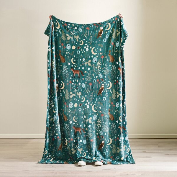 Coperta verde in micropile 130x170 cm Enchanted Twilight Animals – Catherine Lansfield
