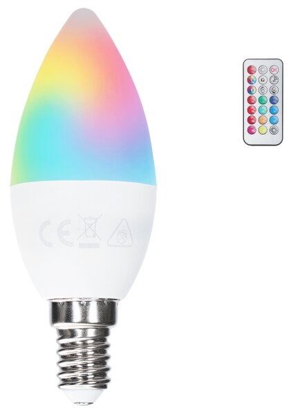 LED RGBW Lampadina C37 E14/4,8W/230V 3000K + telecomando - Aigostar