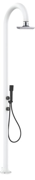 Doccia da esterno LUNA-ALU-D-BIANCA-LCD in Alluminio Doppio Attacco Dimensioni 26x37x h 223,9 cm con Miscelatore e Doccino mobile acqua calda e Fredda da esterno In Acciaio Inox 316 L WHITE