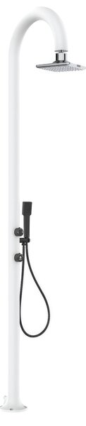 Doccia da esterno LUNA-ALU-D-BIANCA-LED in Alluminio Doppio Attacco Dimensioni 26x37x h 223,9 cm con Miscelatore e Doccino mobile acqua calda e Fredda da esterno In Acciaio Inox 316 L WHITE