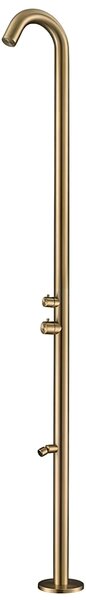 Doccia da Giardino esterno QUARTU- Dimensioni 26x37x h 222,9 cm con Miscelatore LAVAPIEDI da esterno In Acciaio Inox 316 L QUARTU-ORO