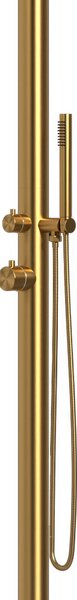 Doccia da Giardino per Piscina esterno CHIA-BLACK Dimensioni 26x37x h 222,9 cm con Miscelatore e Doccetta da esterno In Acciaio Inox 316 L CHIA Oro