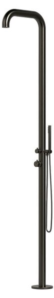 Doccia da Giardino per Piscina esterno CHIA-BLACK Dimensioni 26x37x h 222,9 cm con Miscelatore e Doccetta da esterno In Acciaio Inox 316 L CHIA Canna Di Fucile