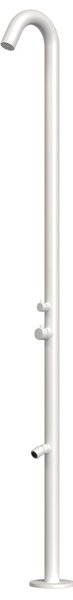Doccia da Giardino esterno QUARTU- Dimensioni 26x37x h 222,9 cm con Miscelatore e LAVAPIEDI da esterno In Acciaio Inox 316 L QUARTU-BIANCA