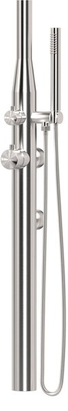 Doccia Esterna Per Parete, Per Esterno e Interno Realizzata In Acciaio Di Qualit� Inox 316l Dimensioni 20x58x h 125 cm con Miscelatore e Doccetta da esterno In Acciaio Inox 316 l Inox