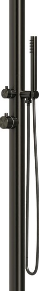 Doccia da Giardino per Piscina esterno CHIA-BLACK Dimensioni 26x37x h 222,9 cm con Miscelatore e Doccetta da esterno In Acciaio Inox 316 L CHIA Canna Di Fucile