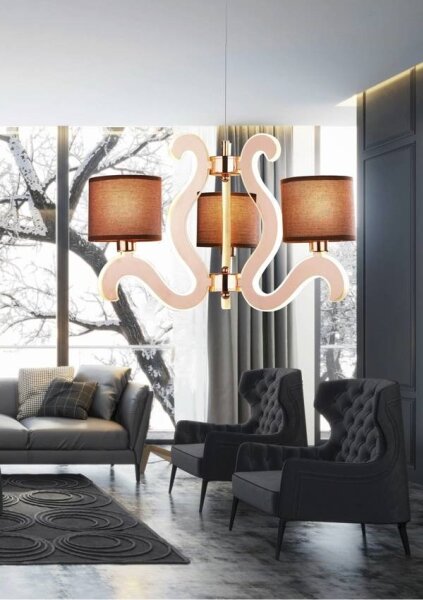 Lampadario LED a sospensione con filo AMBROSIA 3xE14/40W/230V + LED/18,4W rame