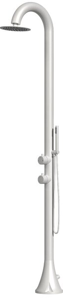 Doccia da Giardino esterno LUNA D BIANCA Doppio Attacco Dimensioni 26x37x h 223,9 cm con Miscelatore e Doccino mobile acqua calda e Fredda da esterno In Acciaio Inox 316 L