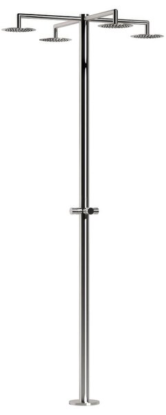 Doccia Esterna INOX-IDRA-4T Acqua Fredda Unisce Mito e Design: 4 Soffioni Per Uso Dimensioni 28x58x h 220 cm In Acciaio Inox 316l
