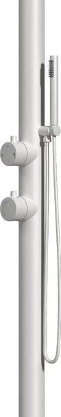 Doccia da Giardino esterno LUNA D BIANCA Doppio Attacco Dimensioni 26x37x h 223,9 cm con Miscelatore e Doccino mobile acqua calda e Fredda da esterno In Acciaio Inox 316 L