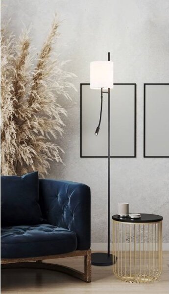 Lampada da terra LED TOKYO 1xE27/40W/230V + LED/3W nero/bianco