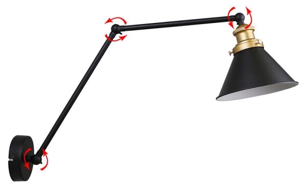 Applique FUNDO 1xE27/40W/230V nero/oro