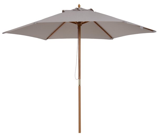 Outsunny Ombrellone da Giardino a 6 Stecche in Legno e Tessuto Poliestere, 2.5x2.3m, Grigio|Aosom