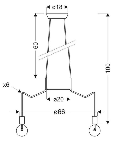 Lampadario a sospensione con filo BASSO 6xE27/40W/230V bianco
