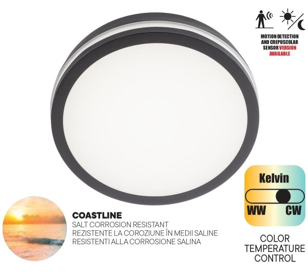 Redo 90290 - Plafoniera LED da esterno con sensore ISOLA LED/24W/230V IP54