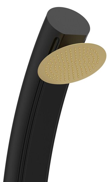 Doccia a Riscaldamento Solare in Polietilene HD SOLE XXL 22x22x h 230 cm - peso 13,5 kg con Lava piedi, serbatoio da 40 Lt max temperatura 38 gradi Colore Nero Oro