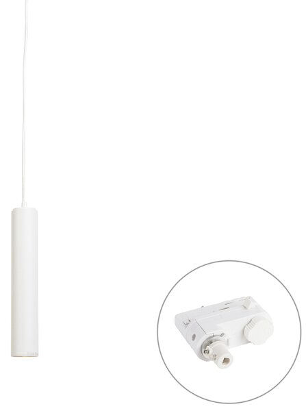 Lampada a sospensione di design bianca con adattatore per binario trifase - Tuba Small trifase