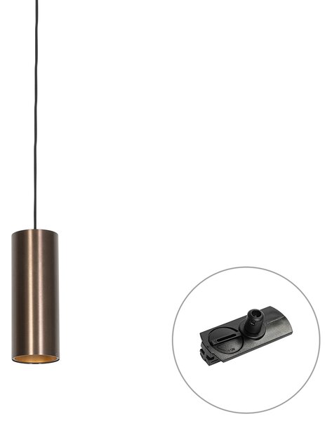 Lampada a sospensione di design bronzo scuro con adattatore per binario monofase - Iconic Tubo