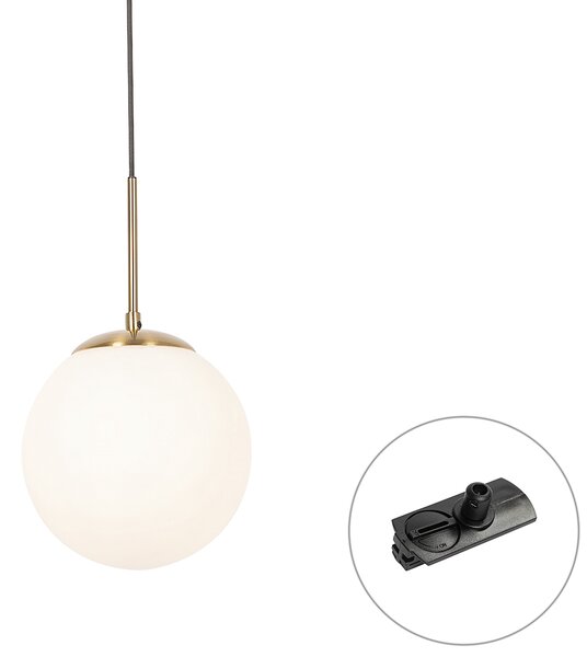 Lampada a sospensione Art Déco oro con vetro opale incl. adattatore per binario nero monofase - Iconic Flore