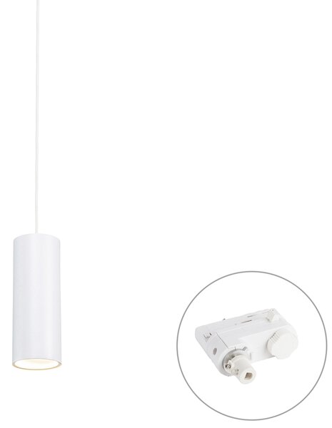Lampada a sospensione di design bianca con adattatore per binario trifase - Tubo trifase