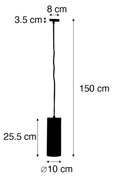 Lampada a sospensione di design bronzo scuro con adattatore per binario monofase - Iconic Tubo