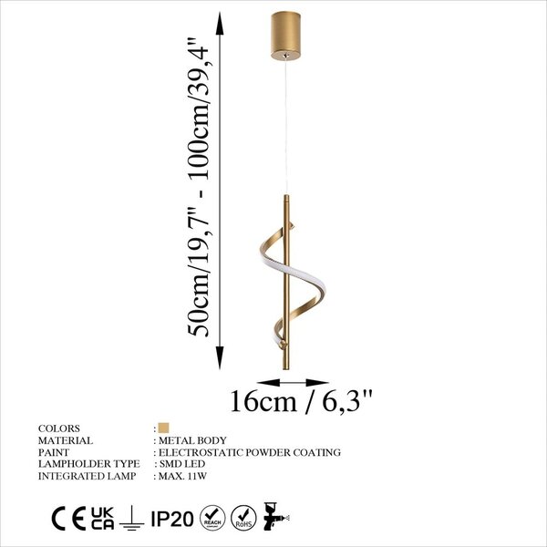 Lampadario LED dorato ø 16 cm Likma – Opviq lights