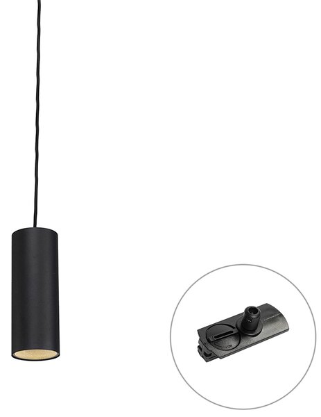 Lampada a sospensione di design nera con adattatore per binario monofase - Iconic Tubo