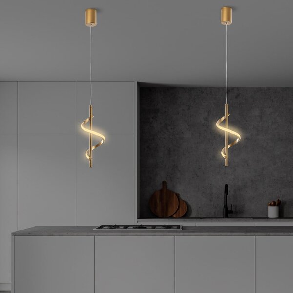 Lampadario LED dorato ø 16 cm Likma – Opviq lights