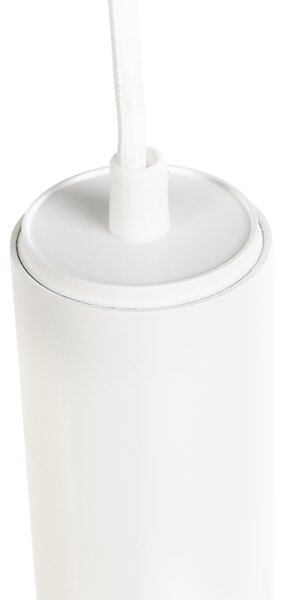 Lampada a sospensione di design bianca con adattatore per binario monofase - Slimline Tuba Small