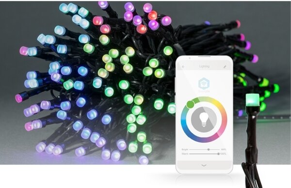 Nedis WIFILX01C84 - Catena luminosa LED RGB per esterni, 84 LED, 8 funzioni, 13 m, IP65, Wi-Fi Tuya