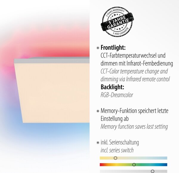 Leuchten Direkt 15561-16 - Plafoniera LED RGB dimmerabile CONRAD 27W/230V + tc