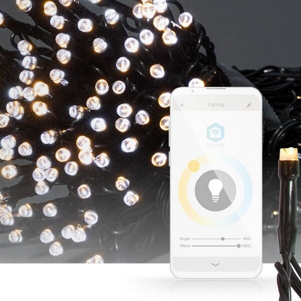Nedis WIFILX02W100- Catena luminosa natalizia a LED 100xLED/8 funzioni 15m IP65 Wi-Fi Tuya