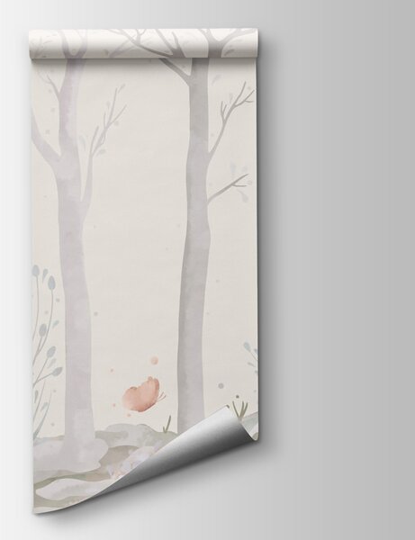 Carta da parati Gruppo di alberi con farfalle, Carta da parati Alberi, Carta da parati popolare, t00001 - Tapeko.it